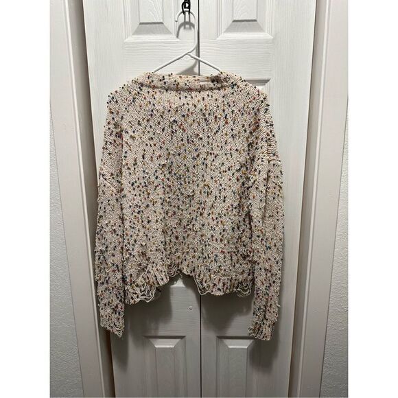 Entro Womens Sweater Cropped Knit Long Sleeve Rainbow Confetti Medium - Picture 8 of 9